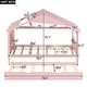 preview thumbnail 5 of 15, Pink Twin Size Solid Wood House Bed with Trundle & Storage