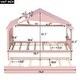 preview thumbnail 5 of 15, Pink Twin Size Solid Wood House Bed with Trundle and Storage for for Kids, Boys and Girls