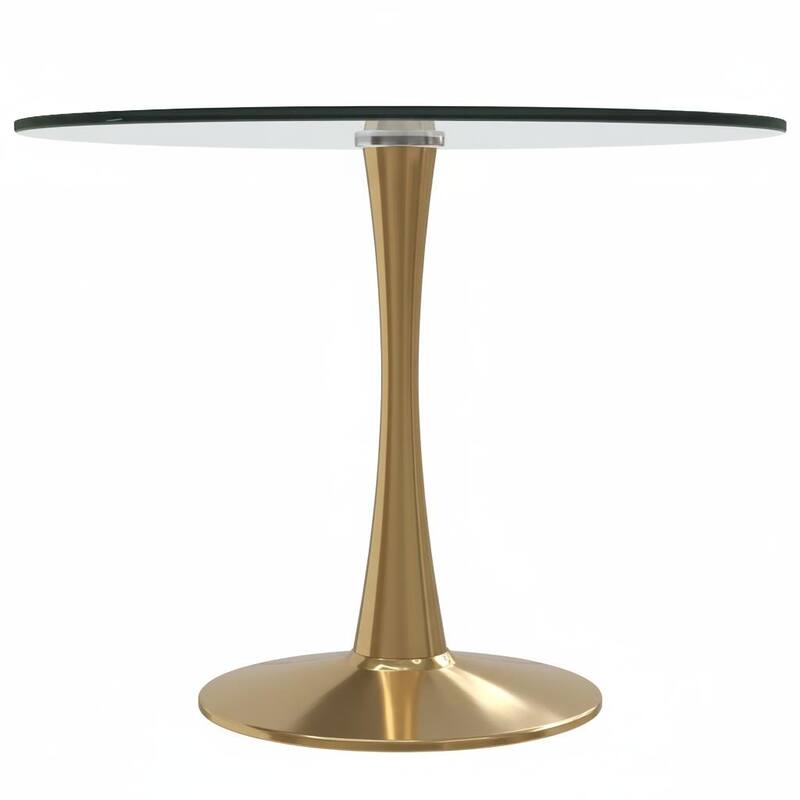 Bristol 31-inch Round Dining Table, Gold Pedestal Base Kitchen Table, Easy-Clean Scratch Resistant Surface, Floor Protectors
