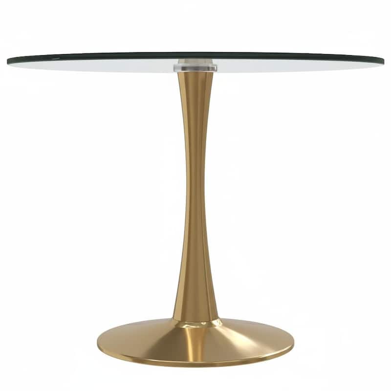 Bristol 40" Modern Round Dining Table with Accent Gold Steel Pedestal Base, Scratch-Resistant and Easy-Care