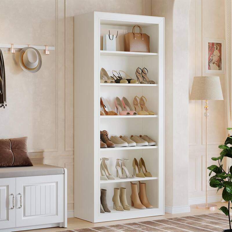 75-Inch Tall Shoe Cabinet with 6-Tier Open Storage Shelf