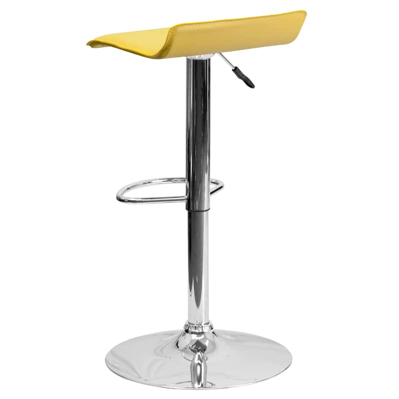 2 Pack Contemporary Vinyl Adjustable Height Barstool with Solid Wave Seat - 15"W x 15"D x 25.5" - 34"H