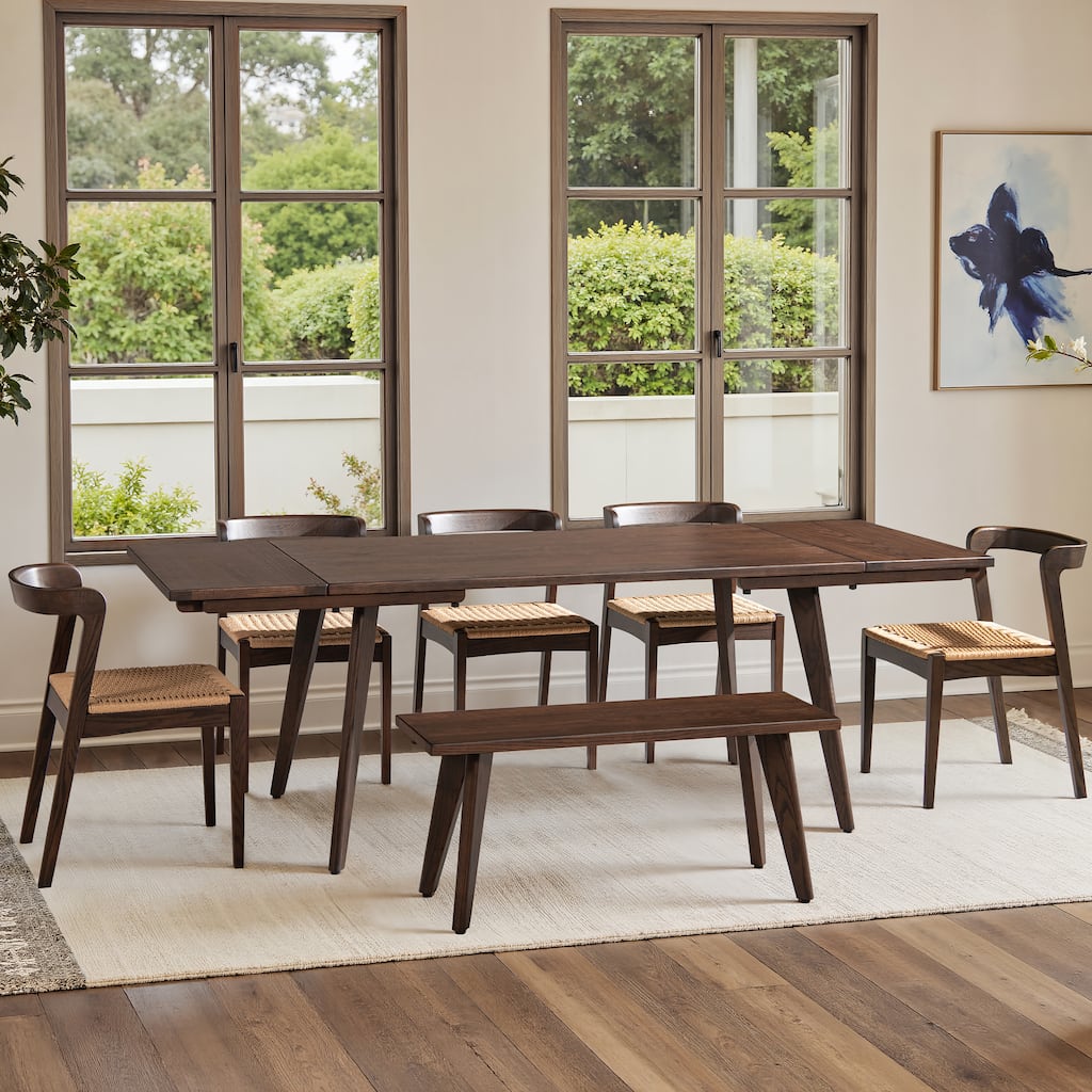 Jennifer Taylor Home Capri Solid Oak Wood Extendable Leaf Dining Set