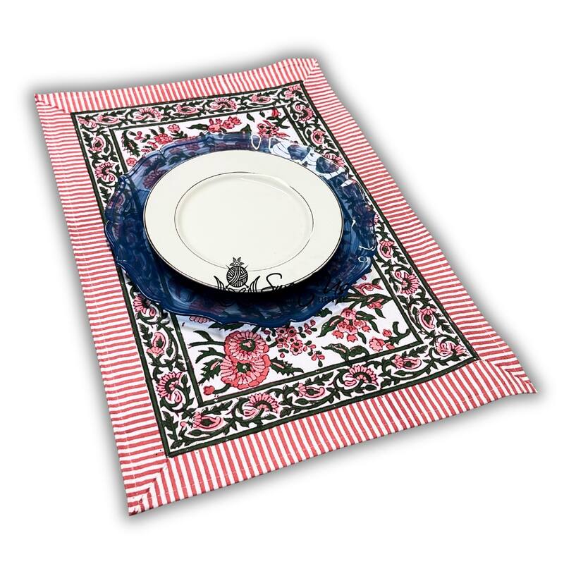 Cotton Floral Block Print Tablecloth Collection