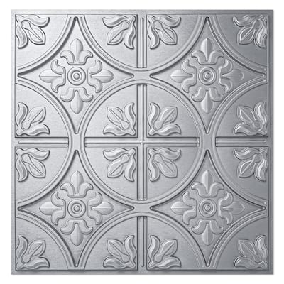 Art3d 2x2 ft. PVC Ceiling Tile, Fancy Classic Style in Argent Sliver,12 pcs