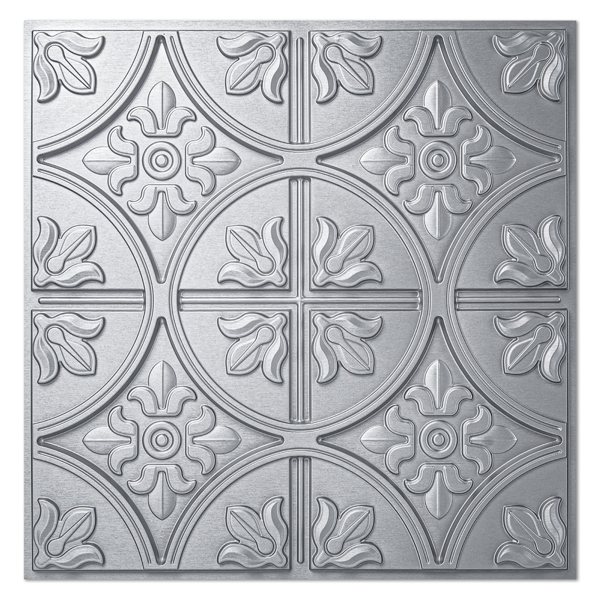 Art3d 2x2 ft. PVC Ceiling Tile, Fancy Classic Style in Argent Sliver,12 pcs