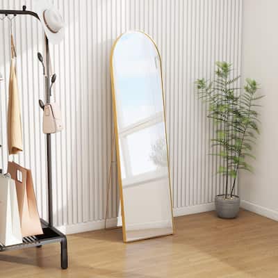 Full Length Arched Mirror with Shatter-Proof Glass & with Stand Aluminum Alloy Frame for Bedroom Cloakroom, Floor Standing