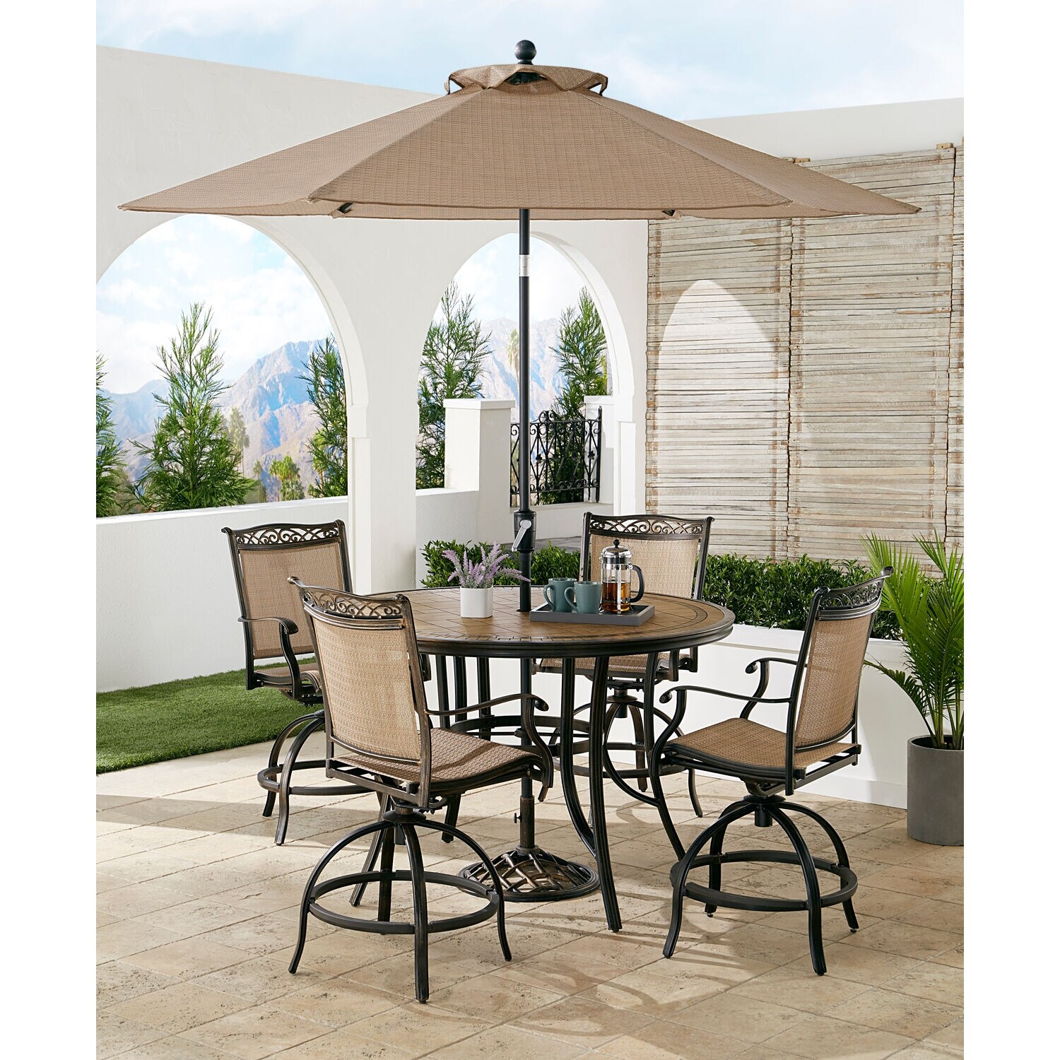 Hanover Fontana 5 Piece High Dining Set with 4 Counter Height