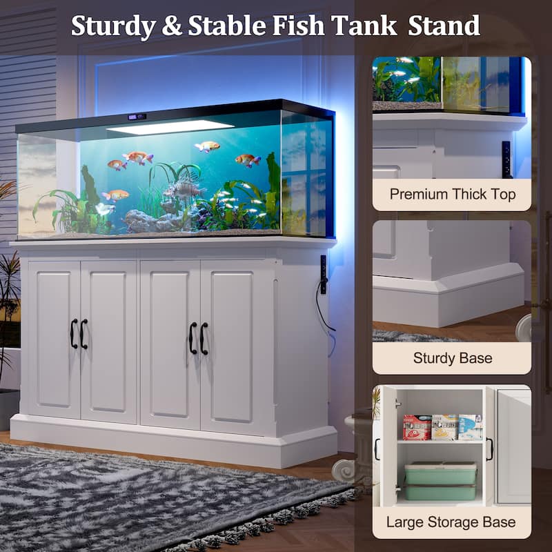 Anmytek Modern Heavy Duty 55-75 Gallon Aquarium Stand with Power Outlet and Storage Cabinet