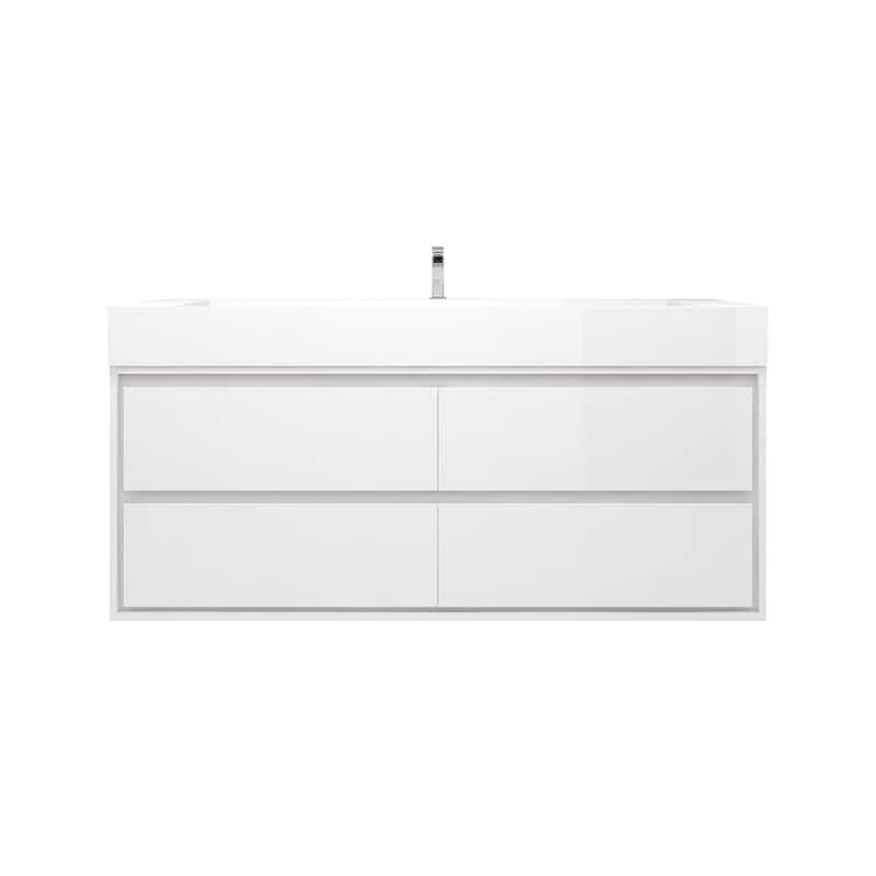 Victoria 60" Wall Mounted Modern Vanity with Single Acrylic Sink