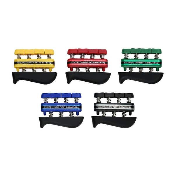 CanDo Digi-Flex hand exerciser - set of 5 (yellow, red, green, blue, black), no rack CanDo Digi-Flex hand exerciser - set of 5 (yellow, red, green, blue, black), no rack