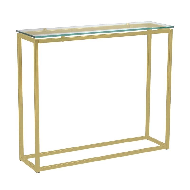 HomeRoots 36" Clear and Silver Glass Sled Console Table