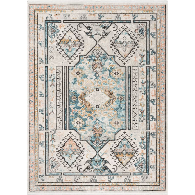 Well Woven Indira Valeria Medallion Geometric Area Rug - Blue - 5' 3" x 7' 3" - Rectangle