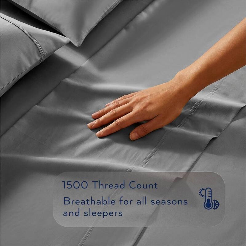 Thomasville 1500 Thread Count Dark Grey 6 Piece Premium Cotton Rich Sateen Sheet Set