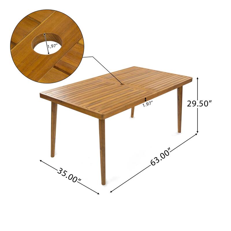 Christopher Knight Home - Keith Acacia Wood Outdoor 7 Piece Dining Set with Polyester Cushion - 7 Piece