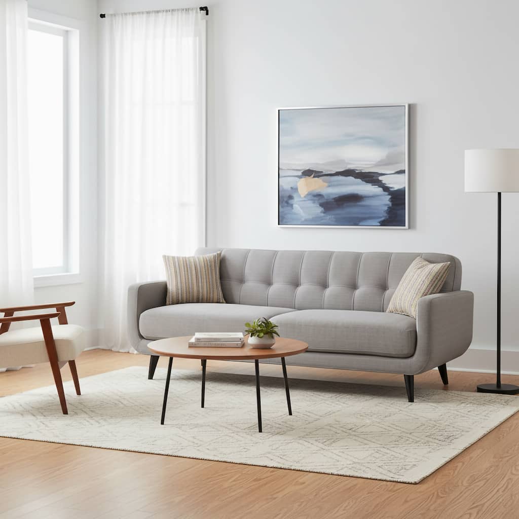 Crystal Mid-Century Modern Grey Sofa