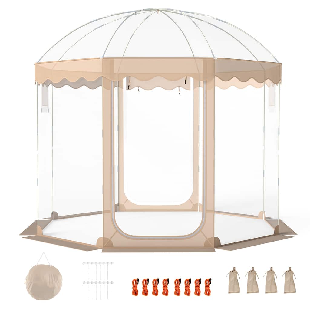 Gymax 10x10ft Pop-Up Bubble Tent for 8-10 People 540 Degree Panoramic - Transparent