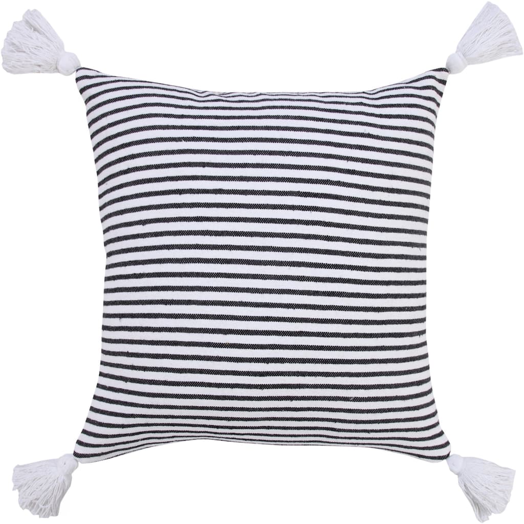 HomeRoots 20" X 20" Black And White 100% Cotton Striped Zippered Pillow