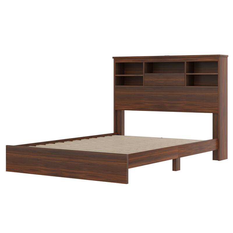 Queen Size Low-Profile Platform Bed with 2 Nightstand and 1 Dresser