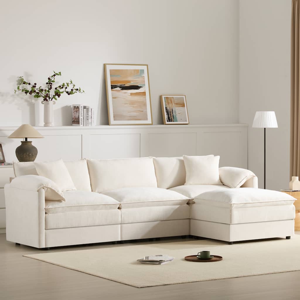 Chenille Modular Sectional Sofa, L Shaped Cloud Couch Set