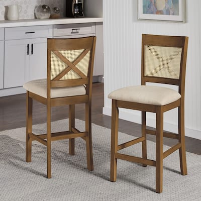 Plaga X-Back Cane Accent Counter Height Chair (Set of 2) by iNSPIRE Q Classic - Counter Height