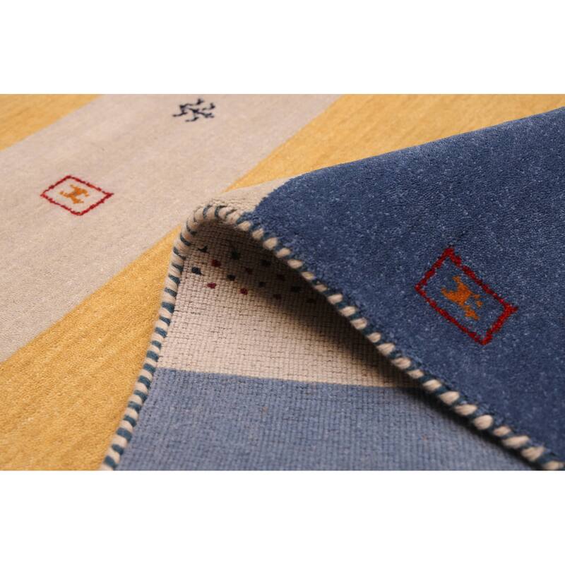 ECARPETGALLERY Hand Loomed Kashkuli Gabbeh Light Grey Wool Rug - 6'7 x 9'8