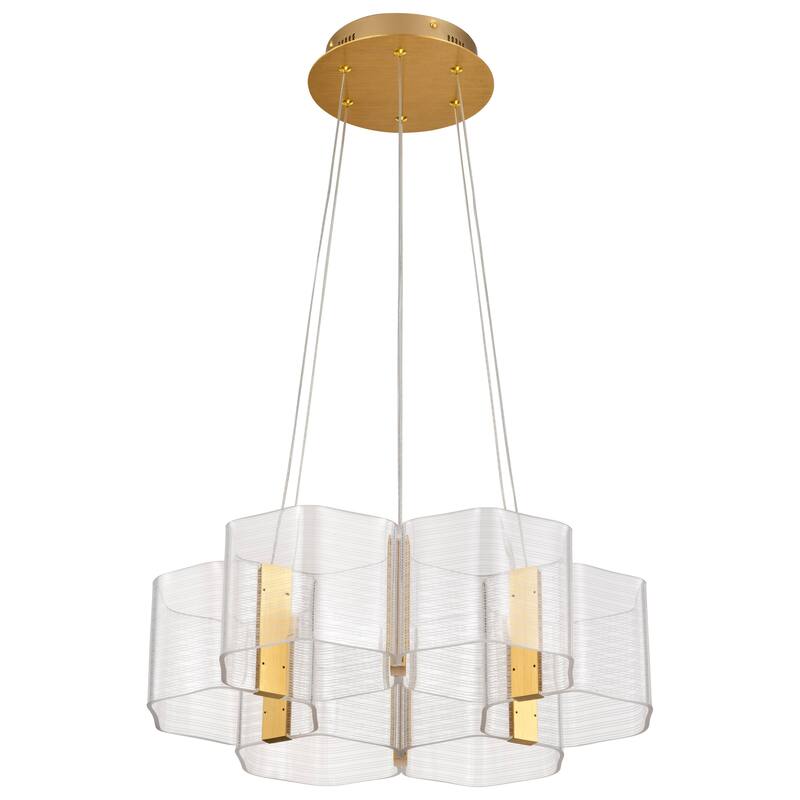 Kenzo LED 6 Light Chandelier Polished Anodized Bronze Finish Light Guide Panel - Polished Anodized Bronze - Polished Anodized Bronze