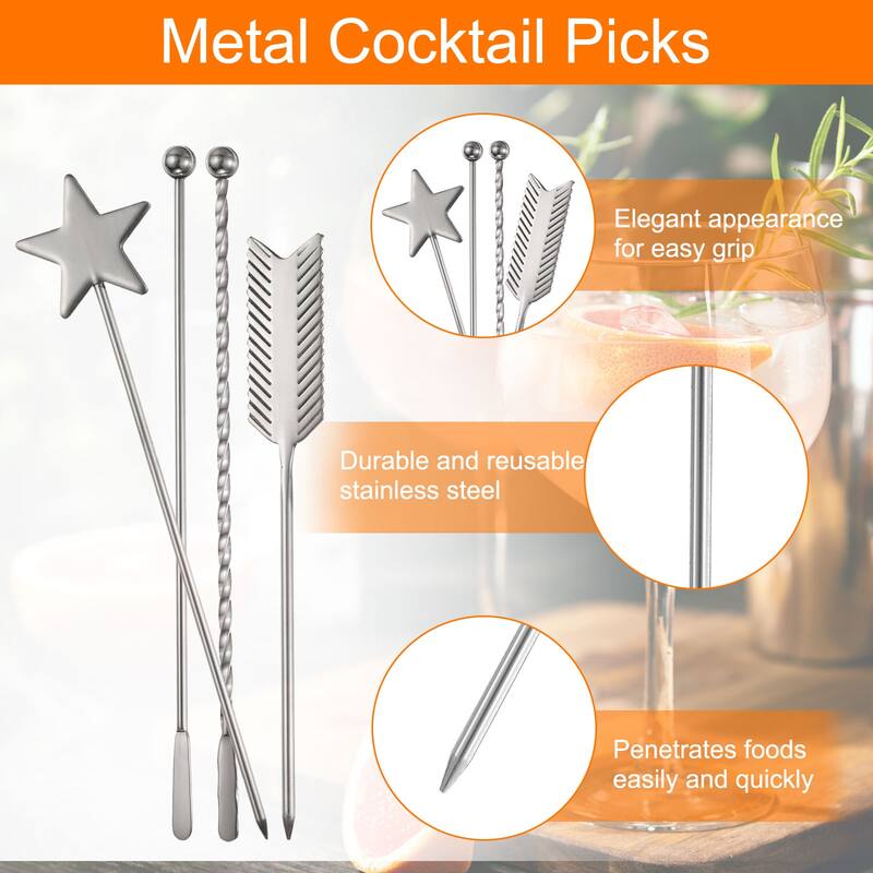 10 Pcs Drink Swizzle Stick, Twisted Spiral Pattern, Silver