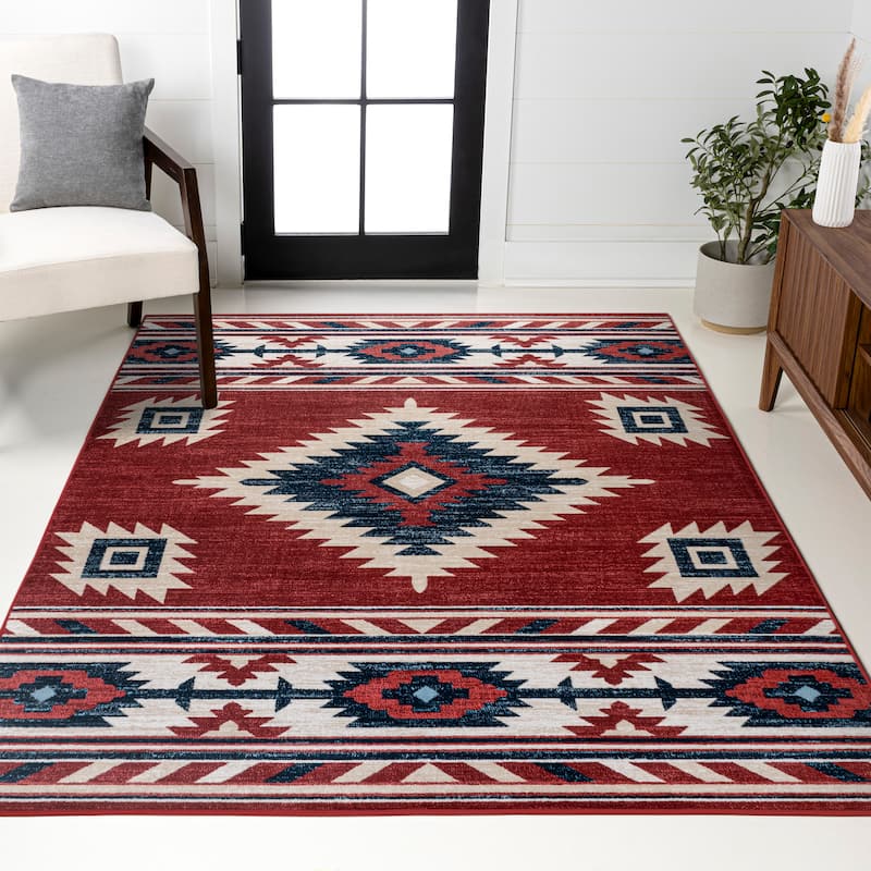 JONATHAN Y Konya High-Low Two-Tone Monstera Leaf Area Rug - 3 X 5