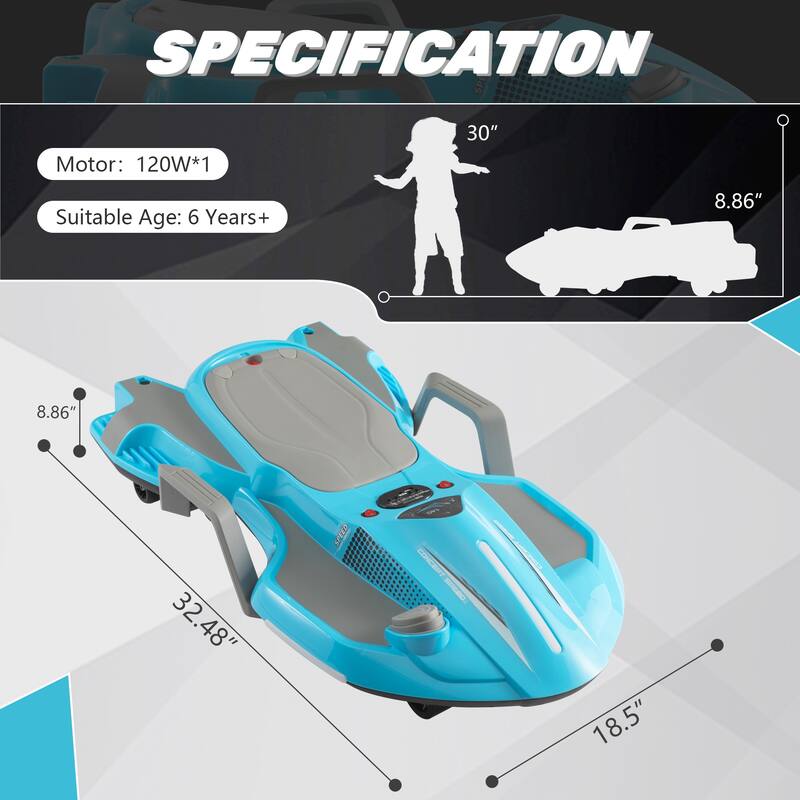 Electric Kids Racing Car with Lights and Music, 18V Battery Powered Ride-On Toy for Boys & Girls Ages 6+