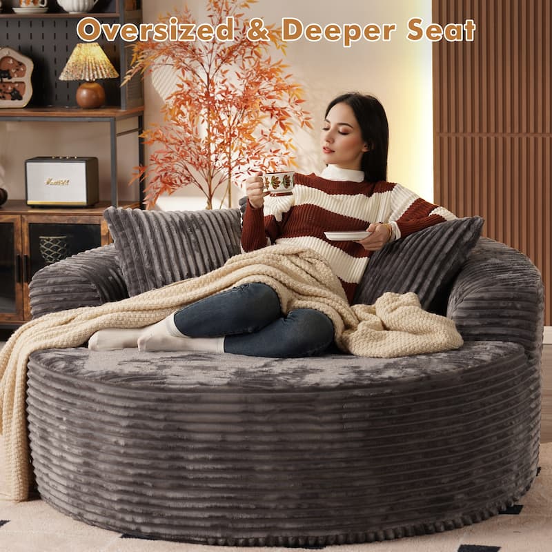 XIZZI Modern Round Plush Lounge Sofa with Cushions