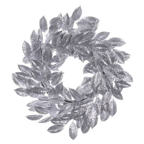 Vickerman 24" Silver Artificial Gardenia Glitter Wreath.