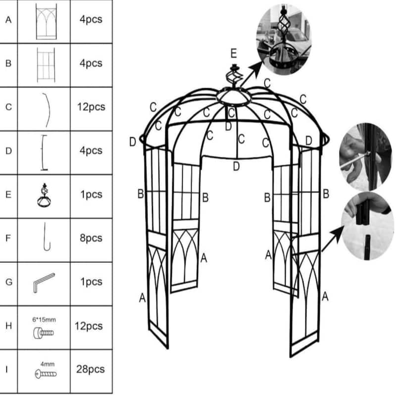 8.8ft Wrought Iron Pavilion Climbing Planter