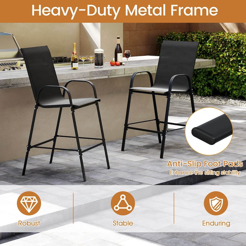 Costway 2 PCS Outdoor Bar Stools 29" Fabric Bar Height Stools with - See Details