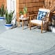 SAFAVIEH Courtyard Zorana Indoor/ Outdoor Waterproof Patio Backyard Rug - 6'7" x 6'7" Round - Light Grey/Aqua