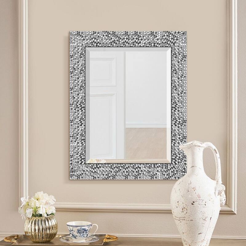 Mirror Trend Sparkling Mosaic Framed Accent Mirror - 19*24*0.75 - Silver