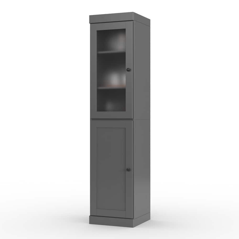 Palace Imports 100% Solid Wood 16.5" Pantry Cabinet with Frosted Glass, Shaker Doors and Adjustable Shelves