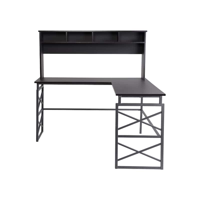 Dark Brown Wood L-shape Desk