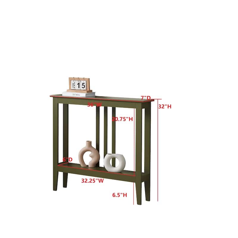 Balfour Collection Wood Modern Console Table with Shelves 36"