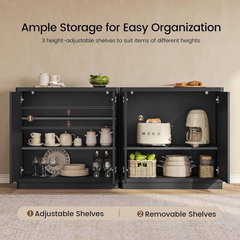 Buffet Sideboard Cabinet with Storage 2 Doors Adjustable Shelves