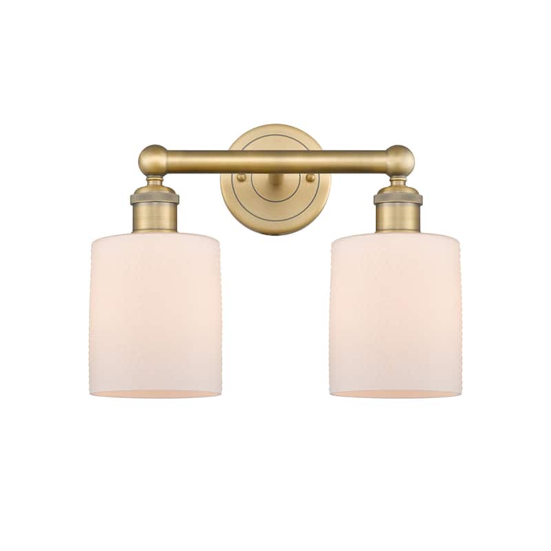 Innovations Lighting 616-2W-12-14 Cobbleskill Vanity Cobbleskill 2 - Brushed Brass / Matte White