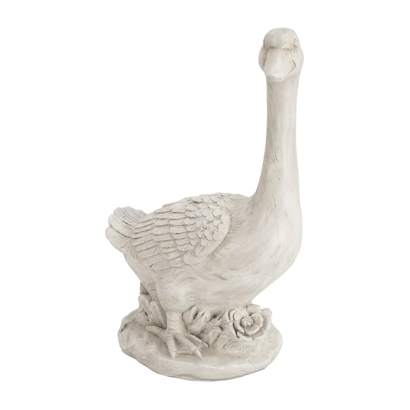 Glitzhome 20"H MGO Faux Bronze / White Goose Garden Statue
