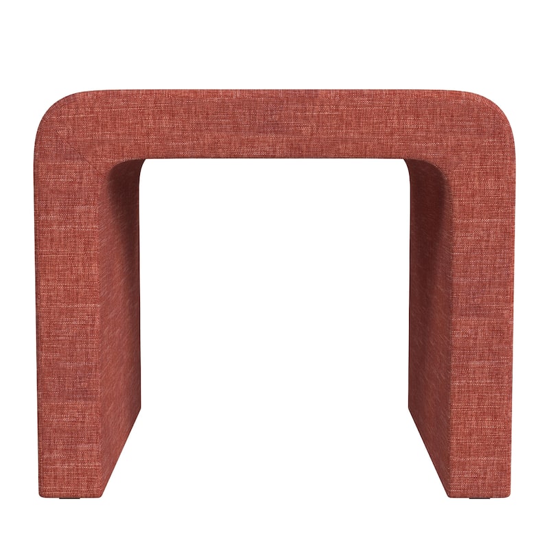 Ari Ottoman Footstool, Arc Shape with Rich Pink Chenille, 22 Inch