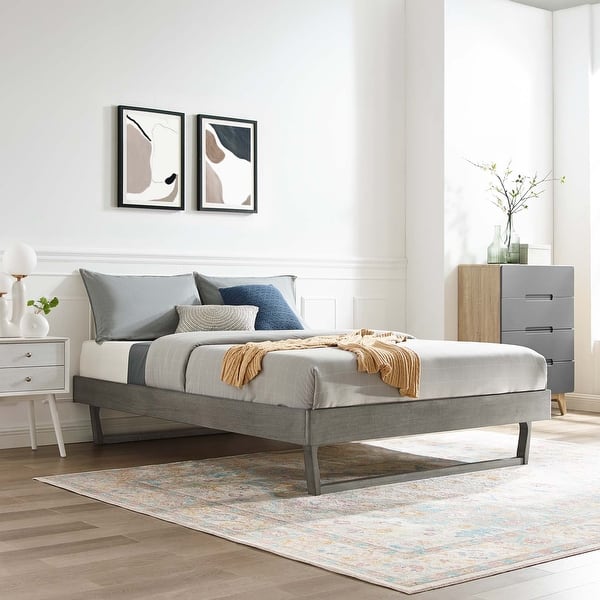 slide 2 of 7, Billie Full Wood Platform Bed Frame Gray