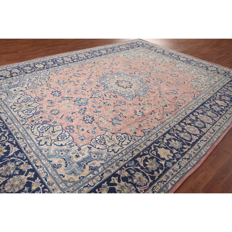 Traditional Pink Najafabad Persian Vintage Rug Handmade Wool Carpet - 9'6"x 13'0"