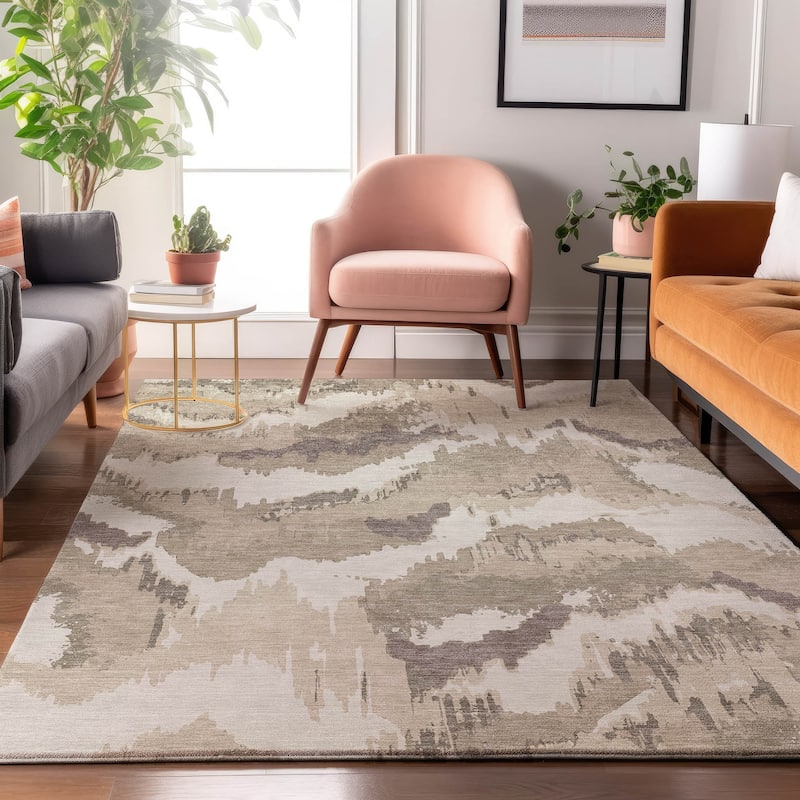 Premium Washable Super Soft Modern Ziggy Mayfield Rug - Beige - 2'6" x 3'10"