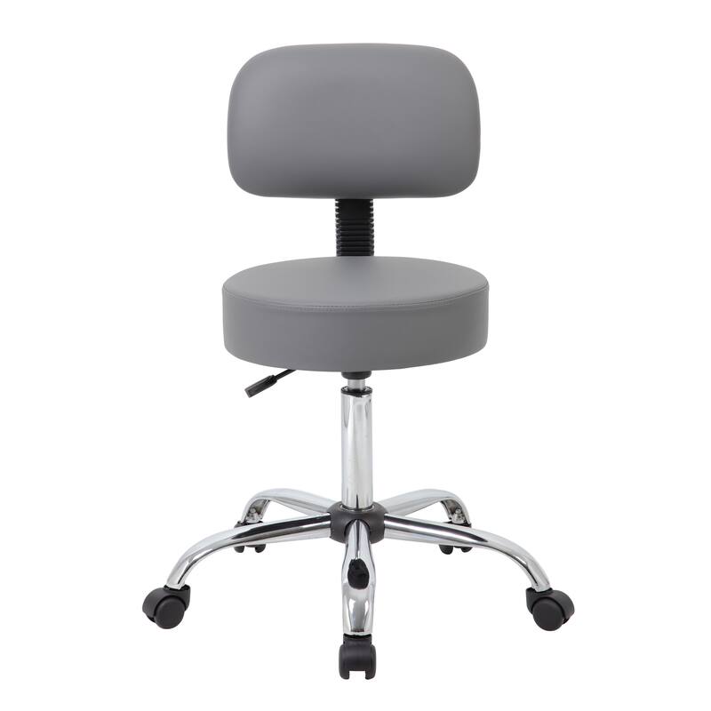 Fea Medical Drafting Swivel Stool, Round Gray Padded Seat & Low Back