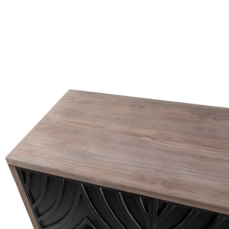 GDFStudio - Masonry Line Mid-Century Antique Sideboard Buffet Cabinet with Solid Wood Legs and Adjustable Shelves