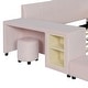 preview thumbnail 78 of 100, Upholstered Grounded Bed Mother & Child Bed with Bedside Desk and Little Round Stool
