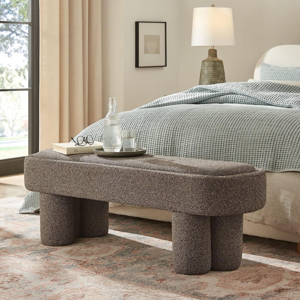 Mossi 52-Inch Oval Boucle Fabric Bench